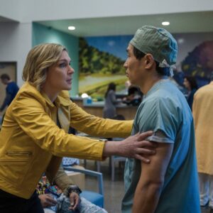 Pluribus Carol emphatically grabbing a doctor